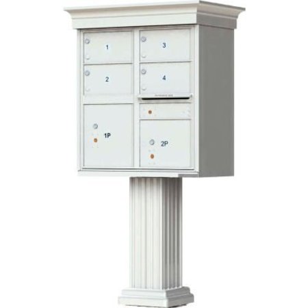 FLORENCE MFG CO Vital Cluster Box Unit w/Vogue Classic Accessories, 4 Mailboxes & 2 Parcel Lockers, Postal Grey 1570-4T5VPG